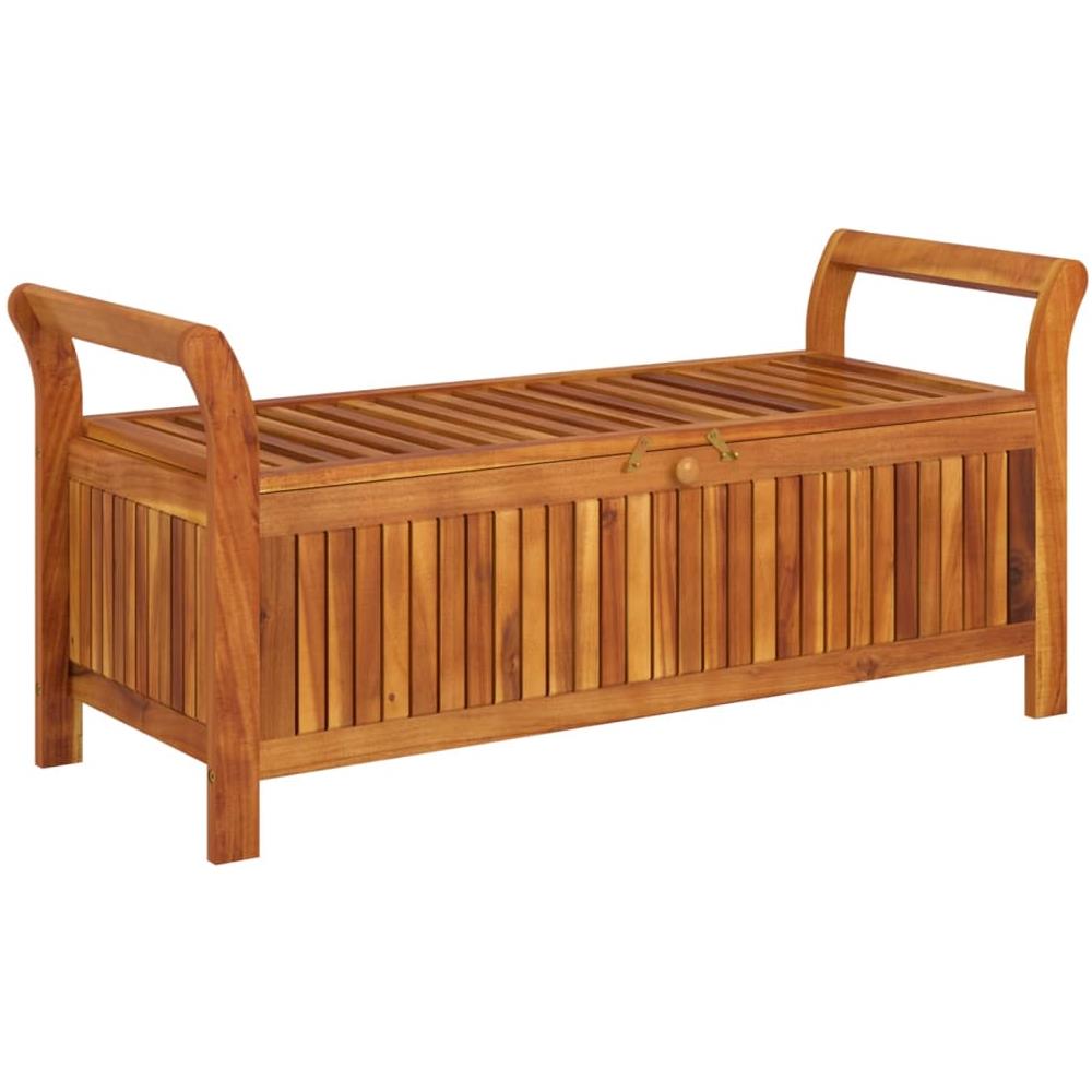 Panca Portaoggetti Giardino Cuscino 126cm Legno Massello Acacia - Foto 3