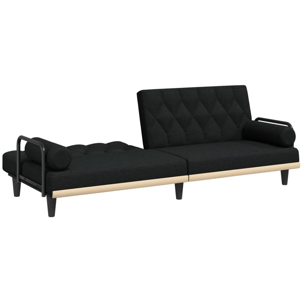 Divano Letto Con Braccioli Nero In Tessuto - Foto 2
