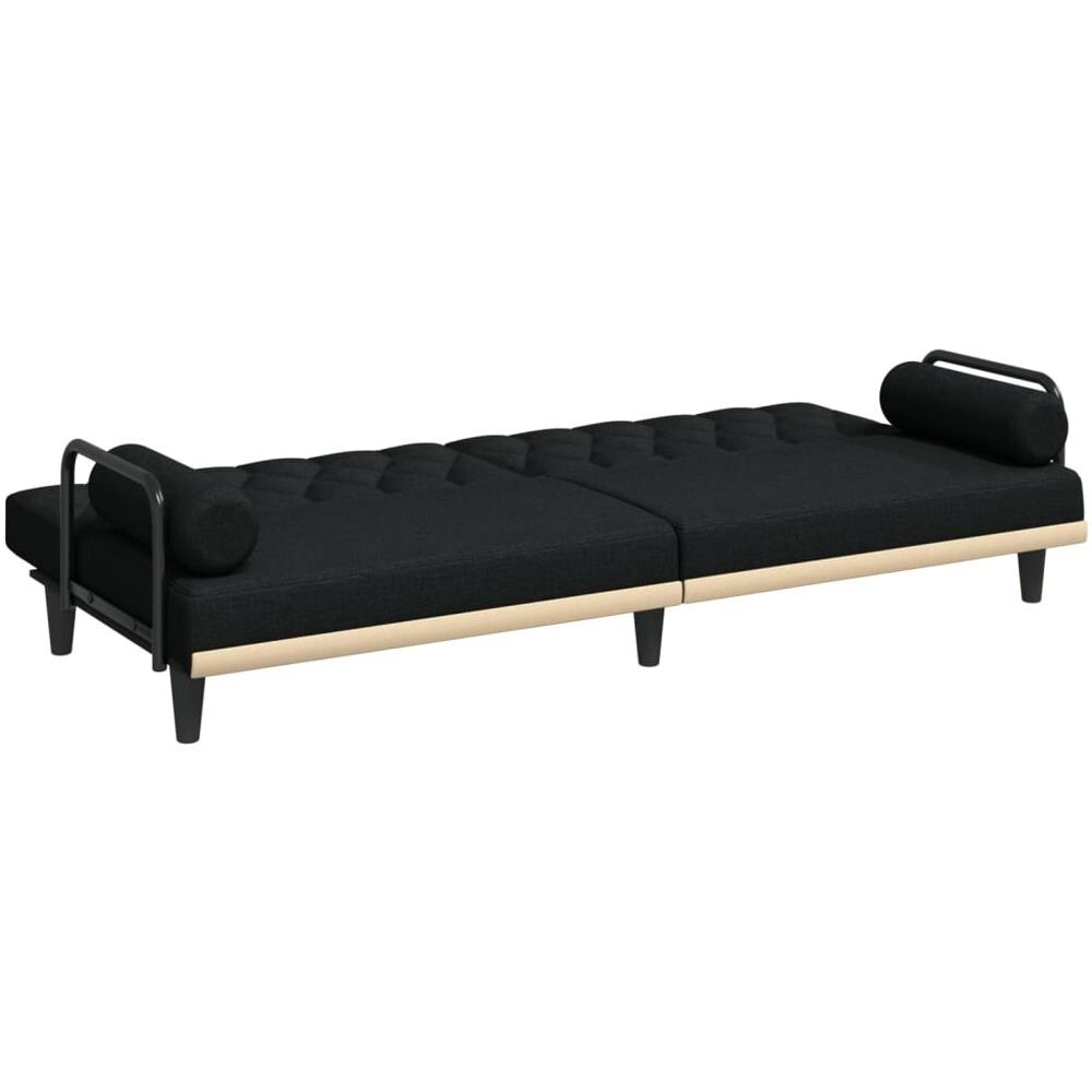 Divano Letto Con Braccioli Nero In Tessuto - Foto 9