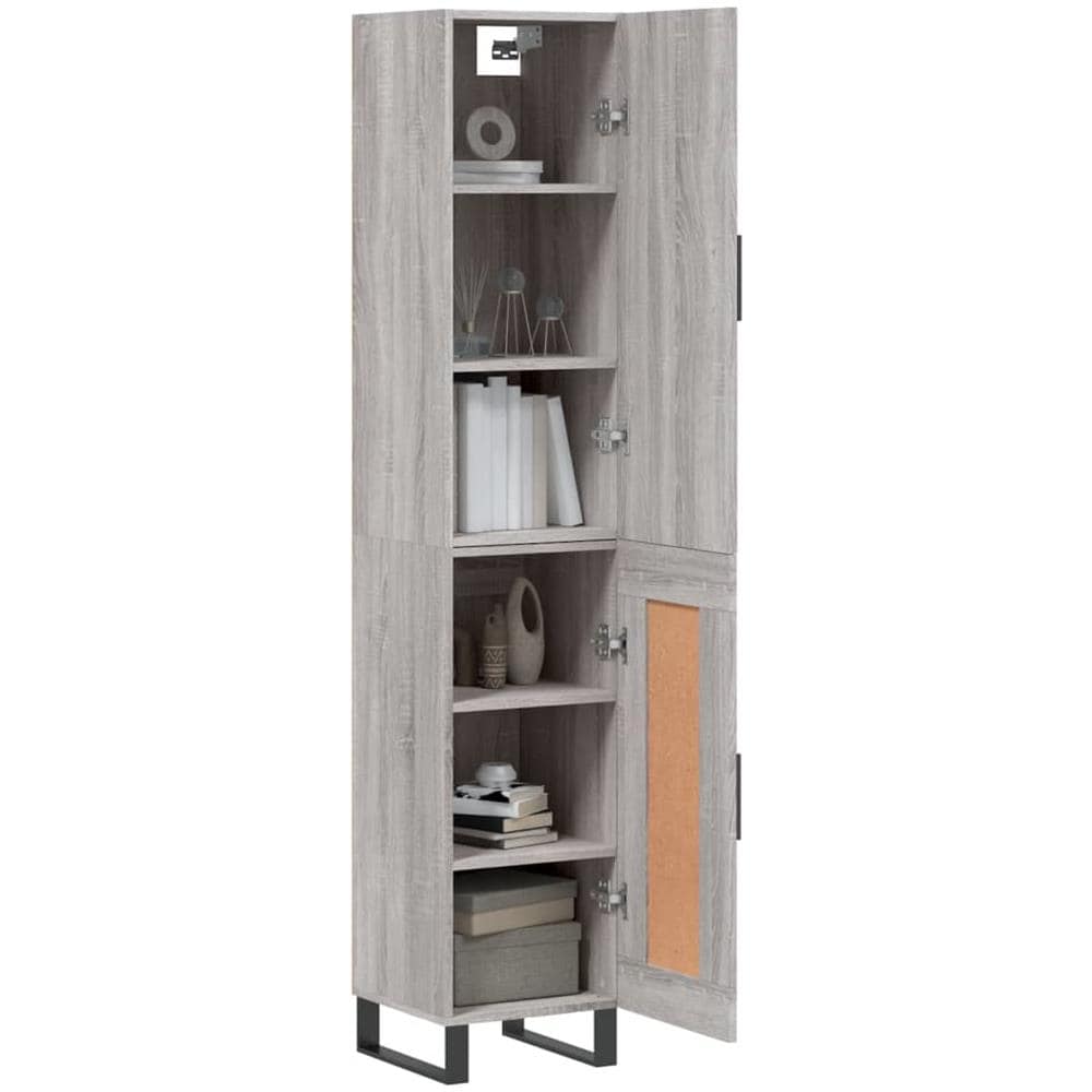 Credenza Grigio Sonoma 34,5x34x180 Cm In Legno Multistrato - Foto 3