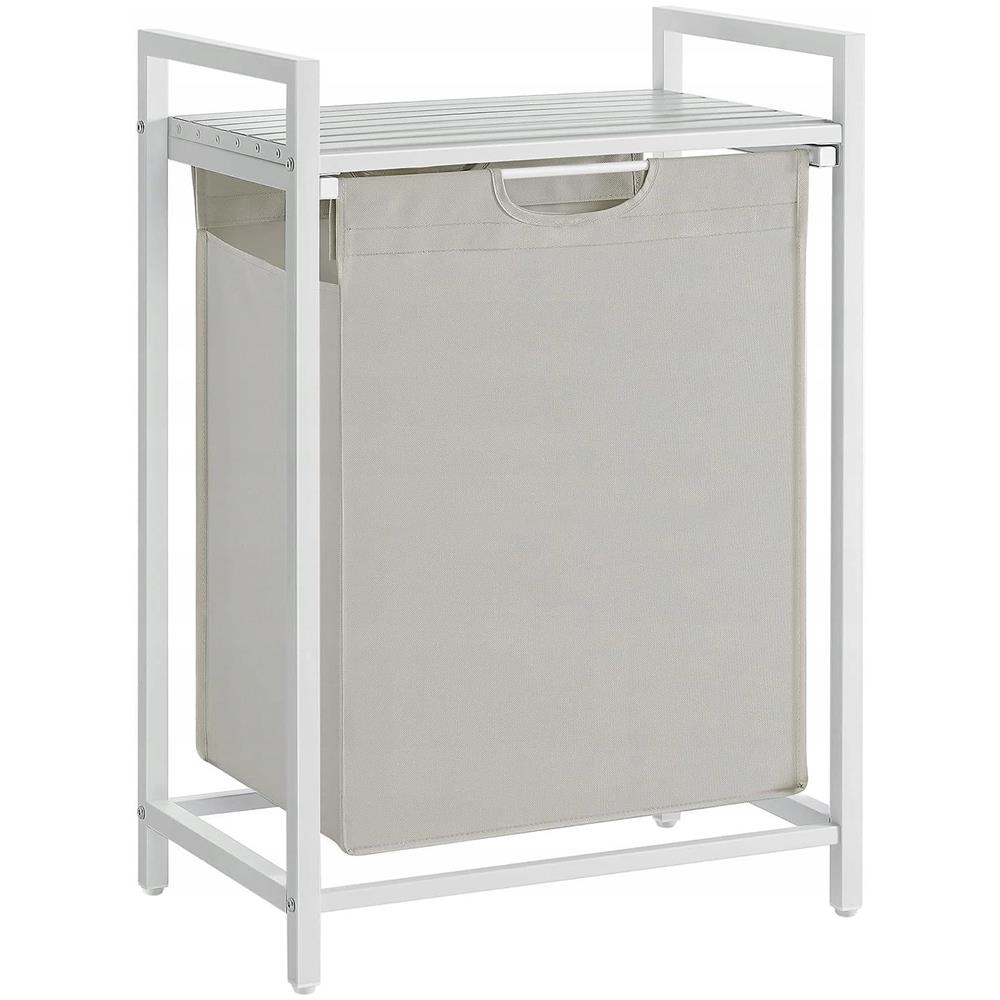 Cesto portabiancheria, contenitore per biancheria intima, bianco, MDF e acciaio - BLH101W01 - Foto 1