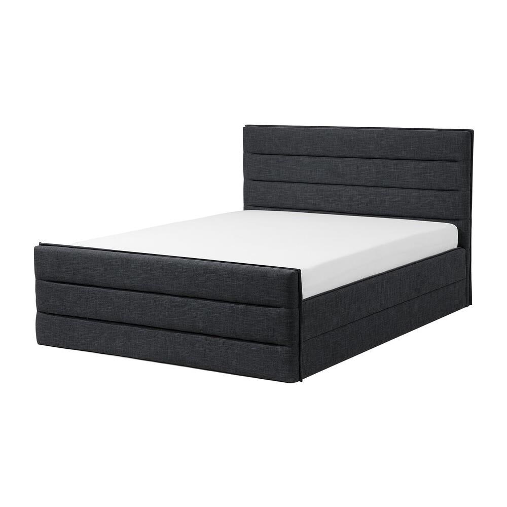Letto Matrimoniale Moderno In Tessuto Grigio Scuro 160x200cm Valbonne - Foto 1