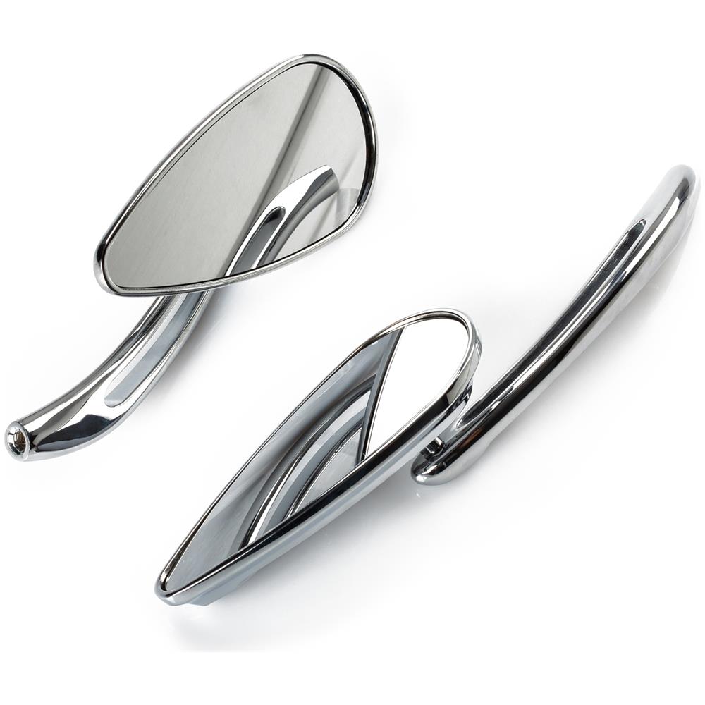 Coppia Specchietti Retrovisori Specchi Moto Custom Cromo Adattatori Dx+sx - Foto 2