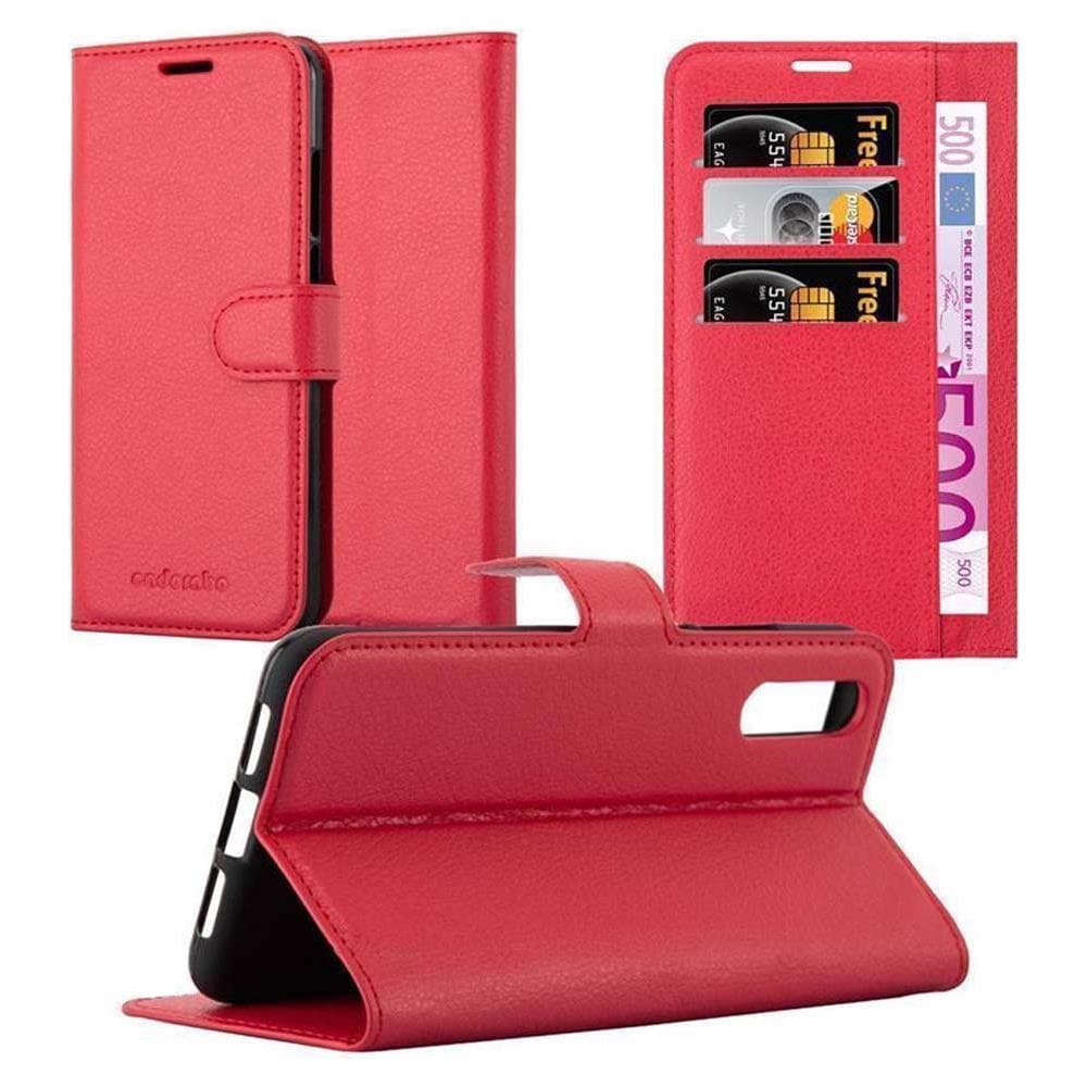 Custodia Compatibile Con Huawei P20 In Rosso Carminio - Coperchio Protettiva Con Chiusura Magnetica, Funzione Stand E Tasca Per Le Carte - Foto 1