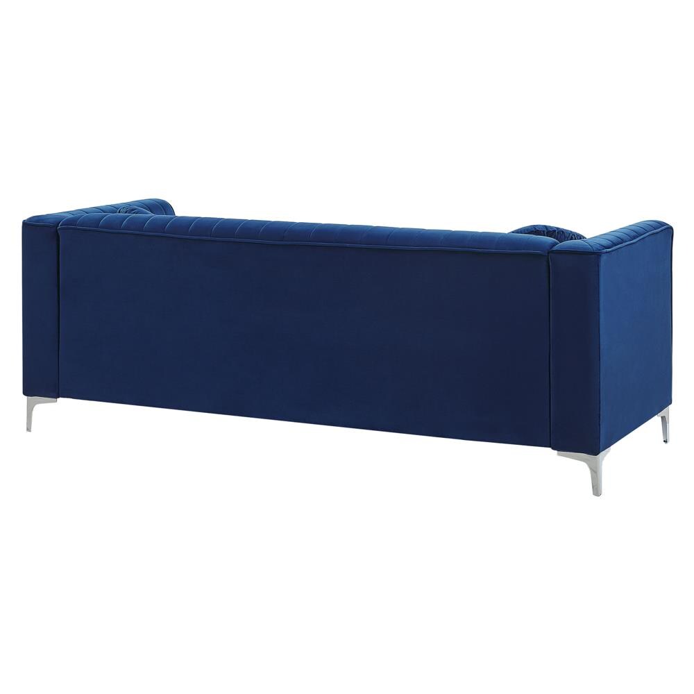 Divano Ad Angolo Sinistro In Velluto Blu Timra - Foto 2