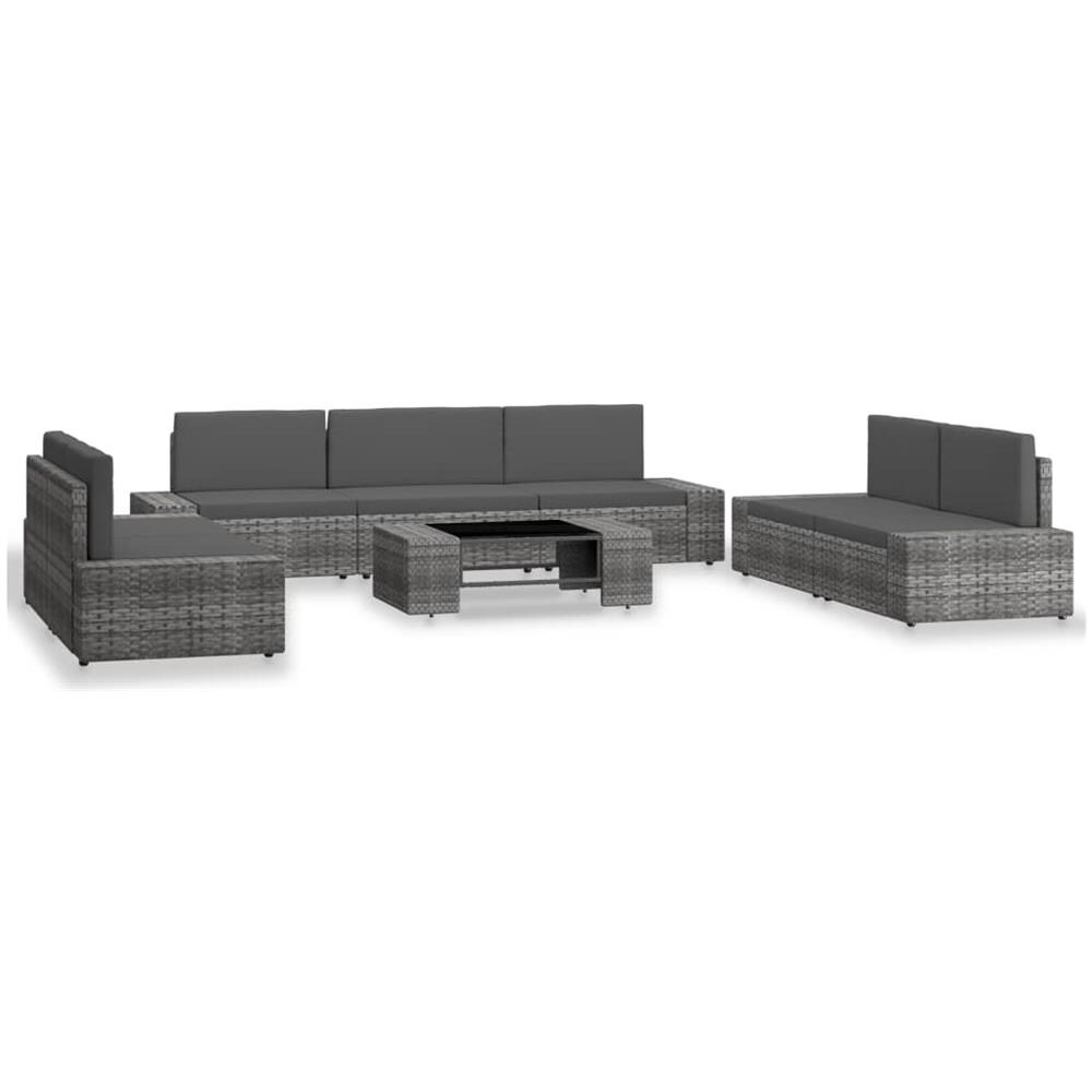 Set Divani Da Giardino 8 Pz In Polyrattan Grigio - Foto 1