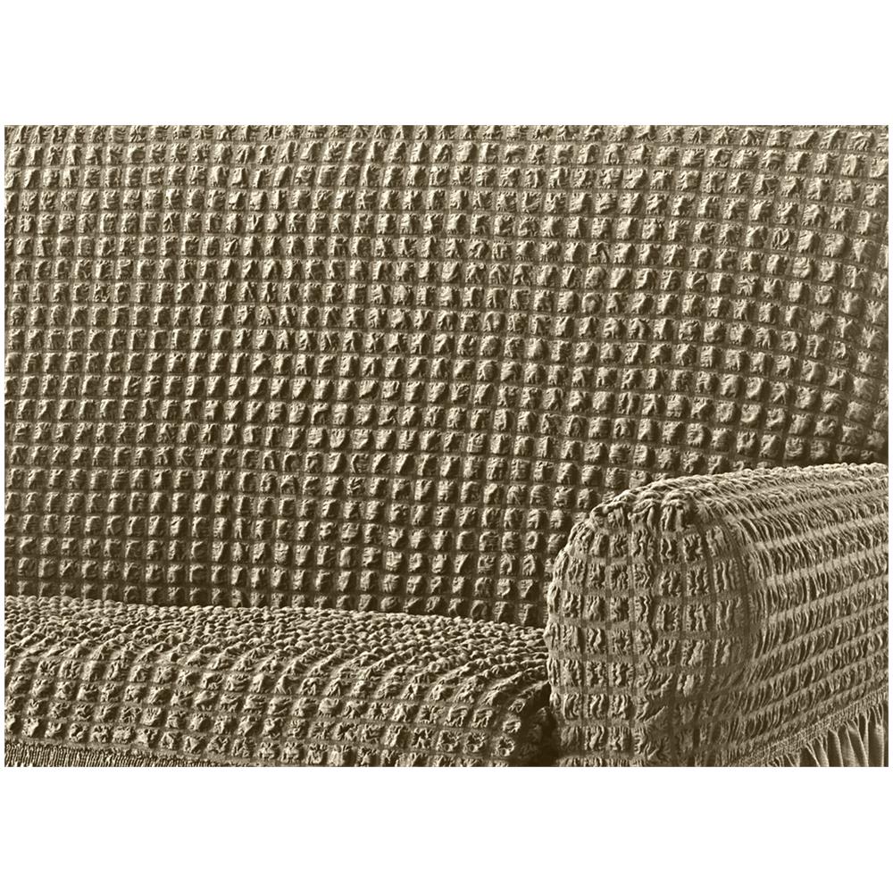 Copridivano Elasticizzato Arricciato Con Volants Tinta Unita Mod Luxory Beige 3 Posti Beige - Foto 2