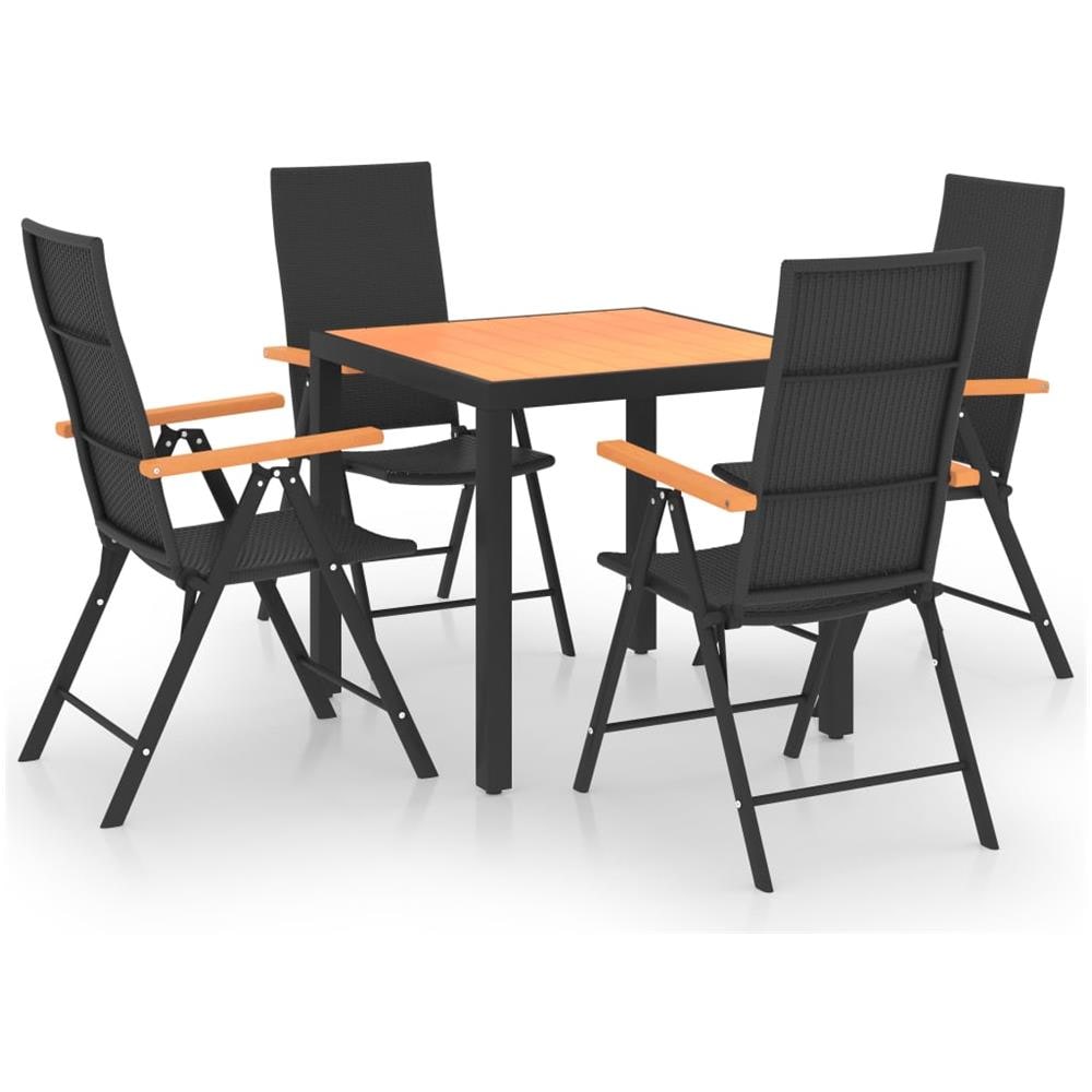 Set Da Pranzo Da Giardino 5 Pz Nero E Marrone - Foto 1