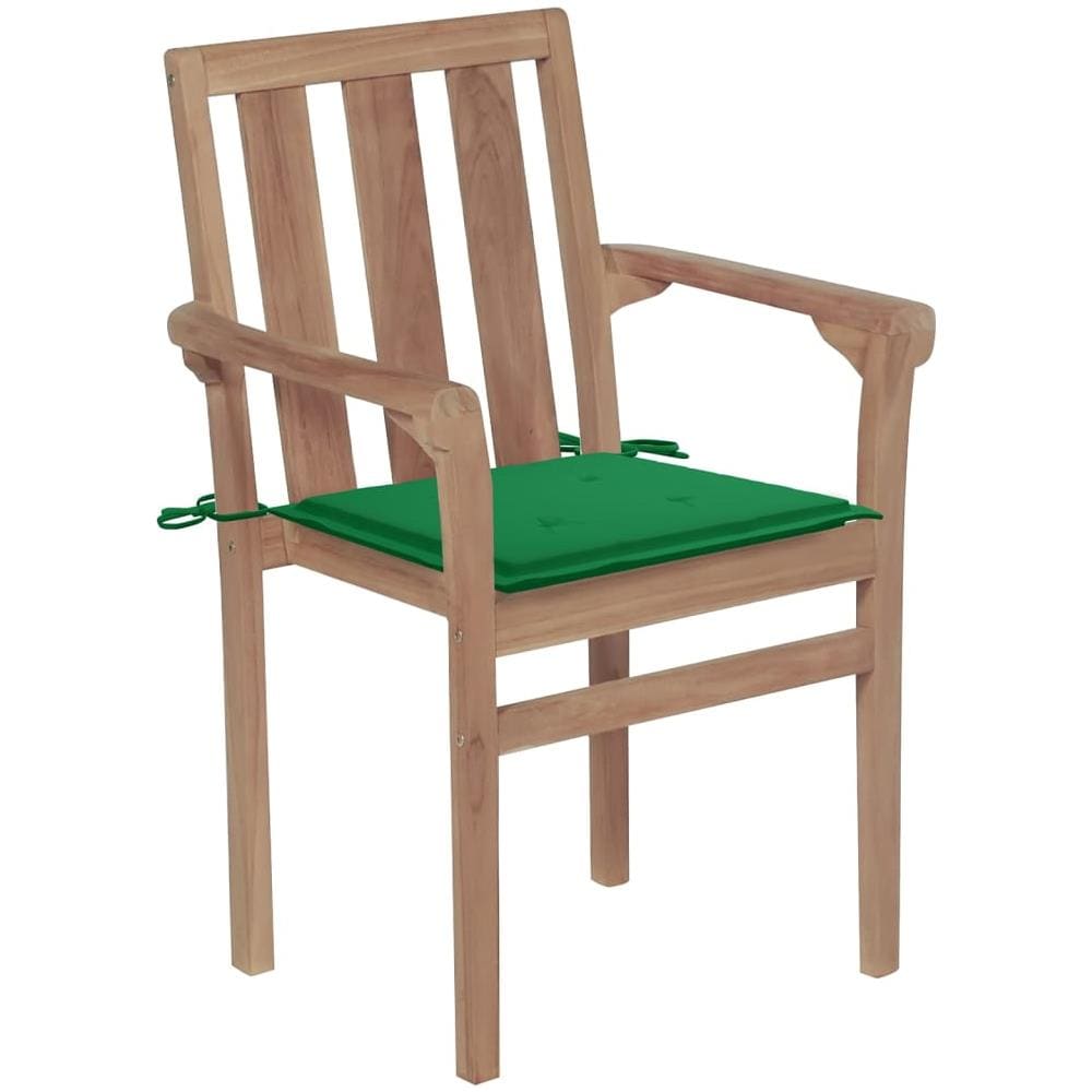 Sedie da Giardino Impilabili con Cuscini 4 pz Massello di Teak - Foto 3