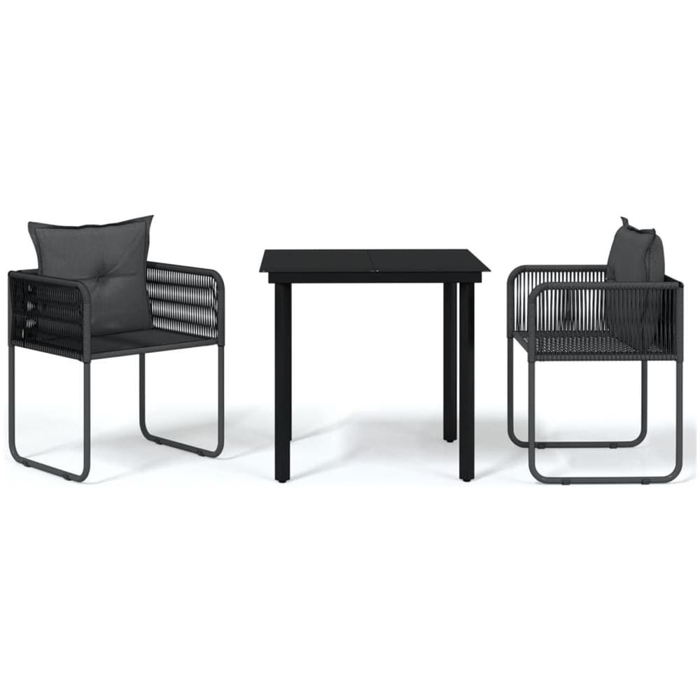 Set Mobili Da Pranzo Per Giardino 3 Pz Nero - Foto 2