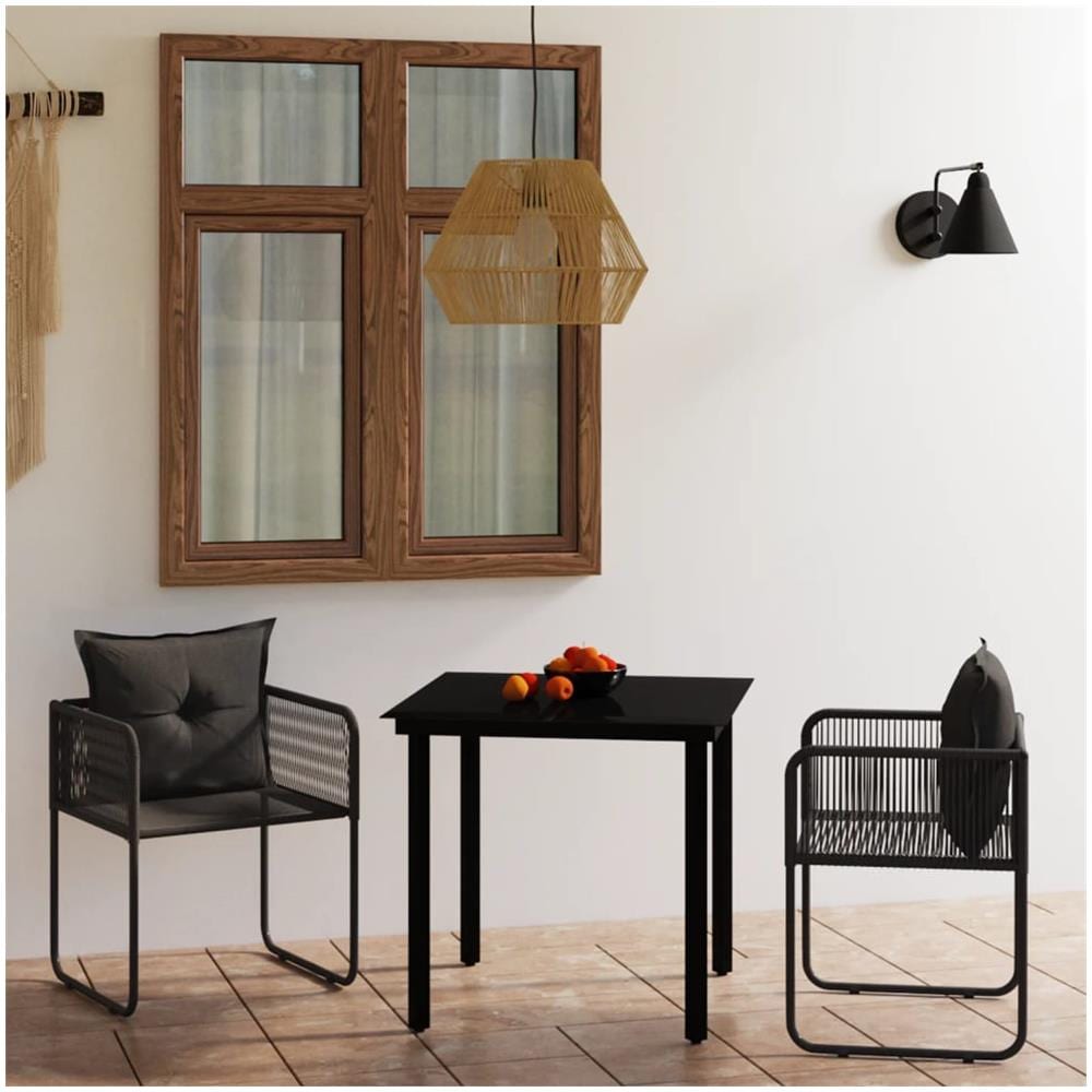 Set Mobili Da Pranzo Per Giardino 3 Pz Nero - Foto 1
