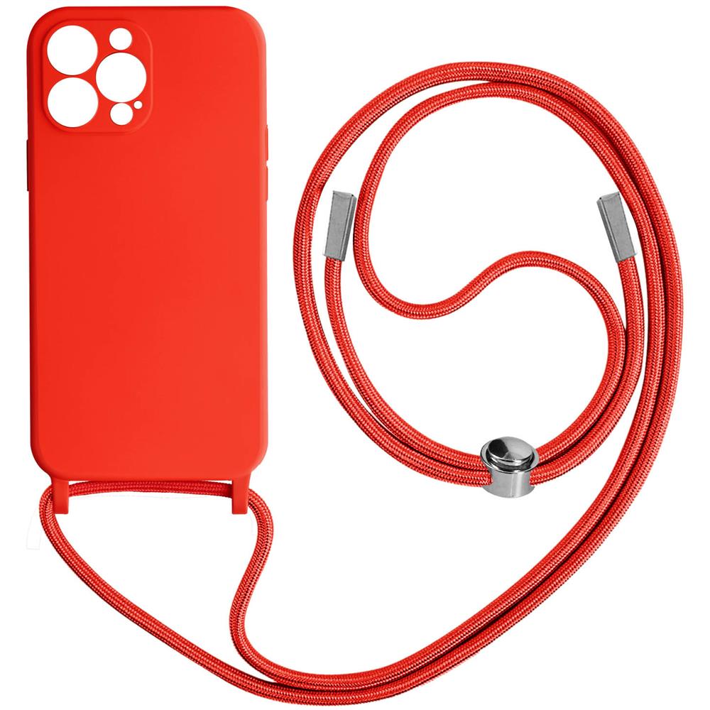 Cover Semirigida Per Iphone 13 Pro Max Cordino Nylon Intrecciato 80 Cm Rossa - Foto 1