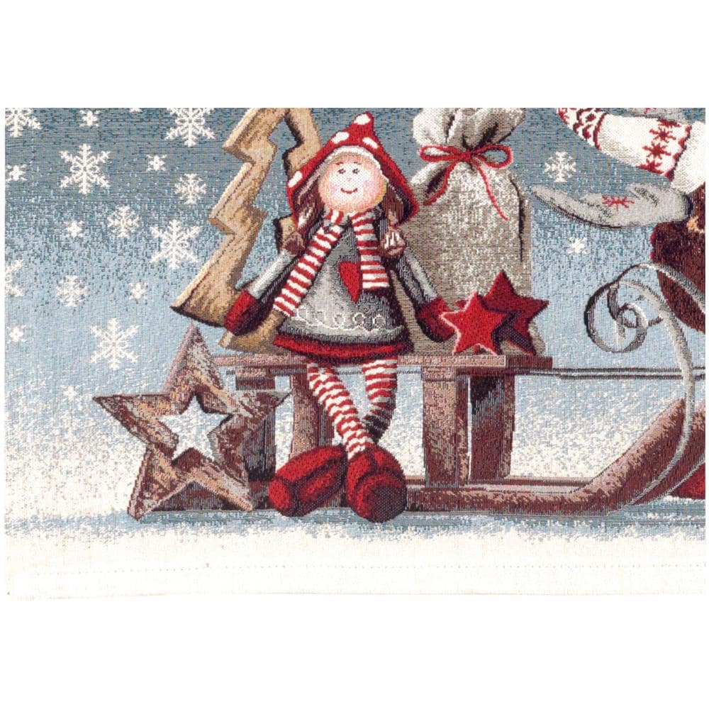 Tovaglia Centrino Runner Tavolo Fantasie Natalizie Centrotavola Cinigliato Made Italy 40x130 Slitta - Foto 2