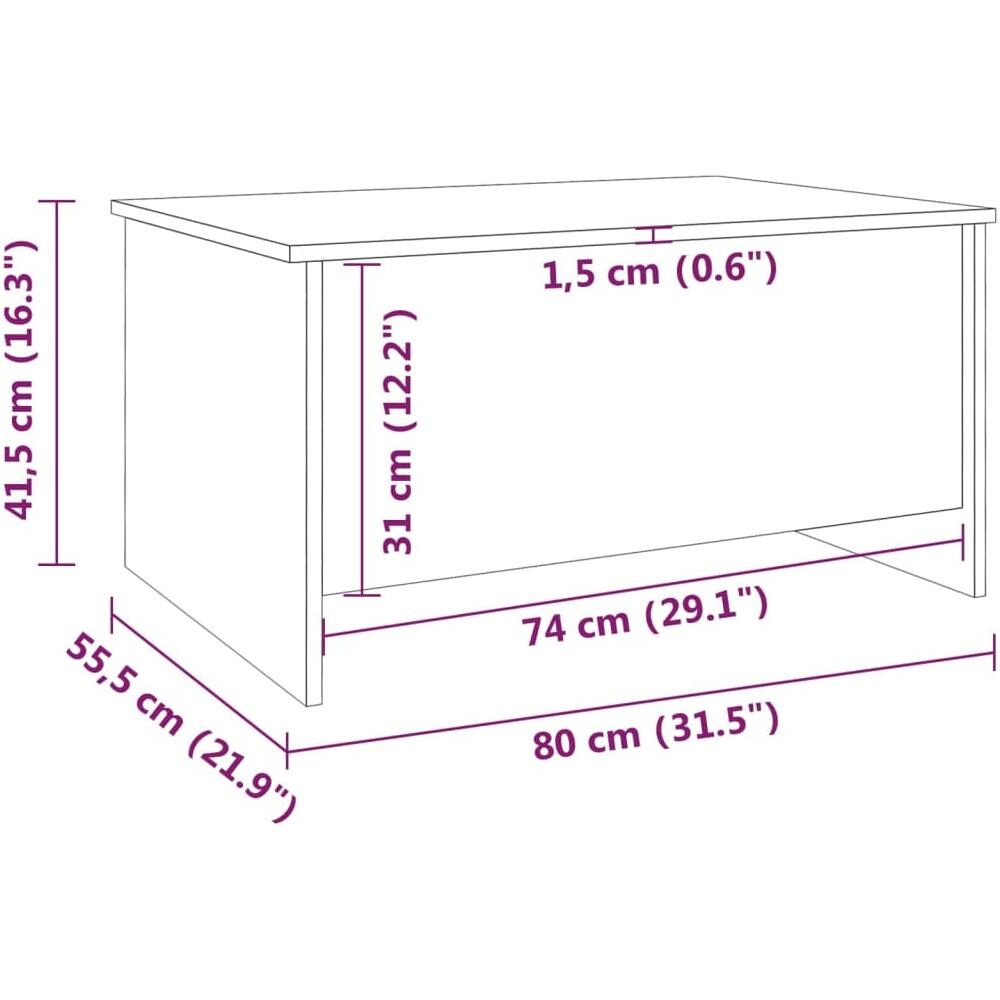 Tavolino Salotto Grigio Sonoma 80x55,5x41,5cm Legno Multistrato - Foto 7