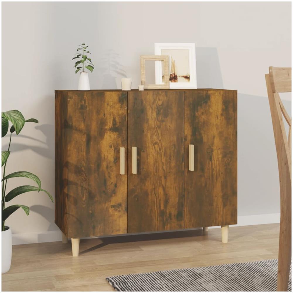Credenza Rovere Fumo 90x34x80 Cm In Legno Multistrato - Foto 1