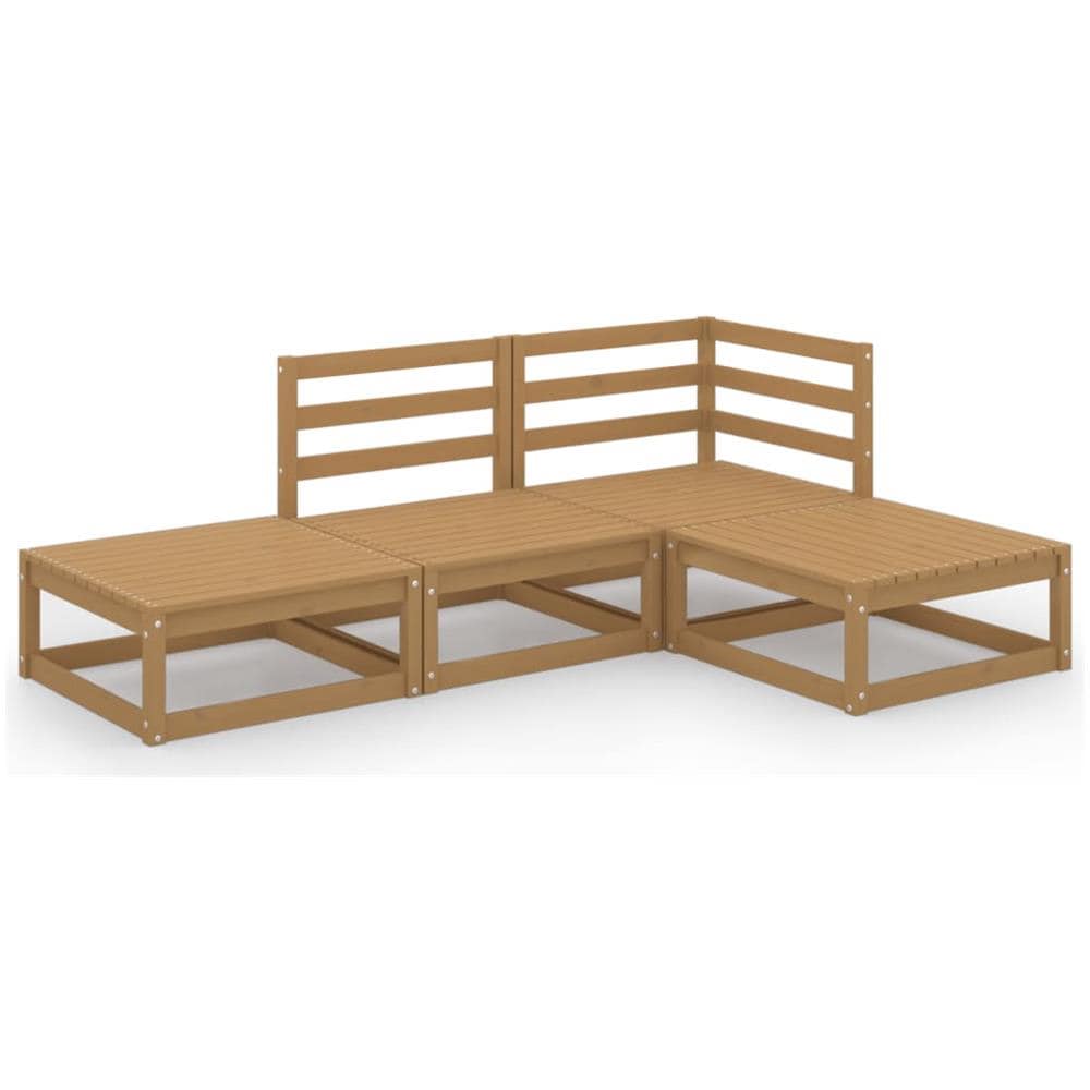 Set Divani da Giardino 4 pz Miele in Legno Massello di Pino - Foto 2