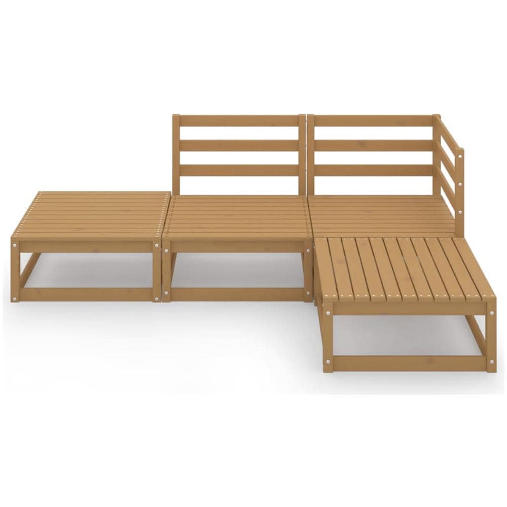 Set Divani da Giardino 4 pz Miele in Legno Massello di Pino - Foto 3