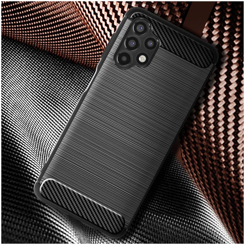 Cover Samsung A04s / A13 4g / A13 5g Bumper Carbonio Effetto Spazzolato Nera - Foto 2