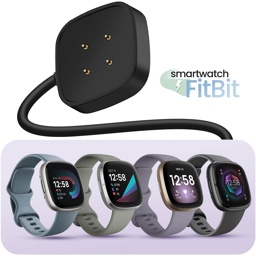 Caricabatterie Per Fitbit Versa 4 E Versa 3, Fitbit Sense 2 E Sense, 1 M Nero - Foto 2