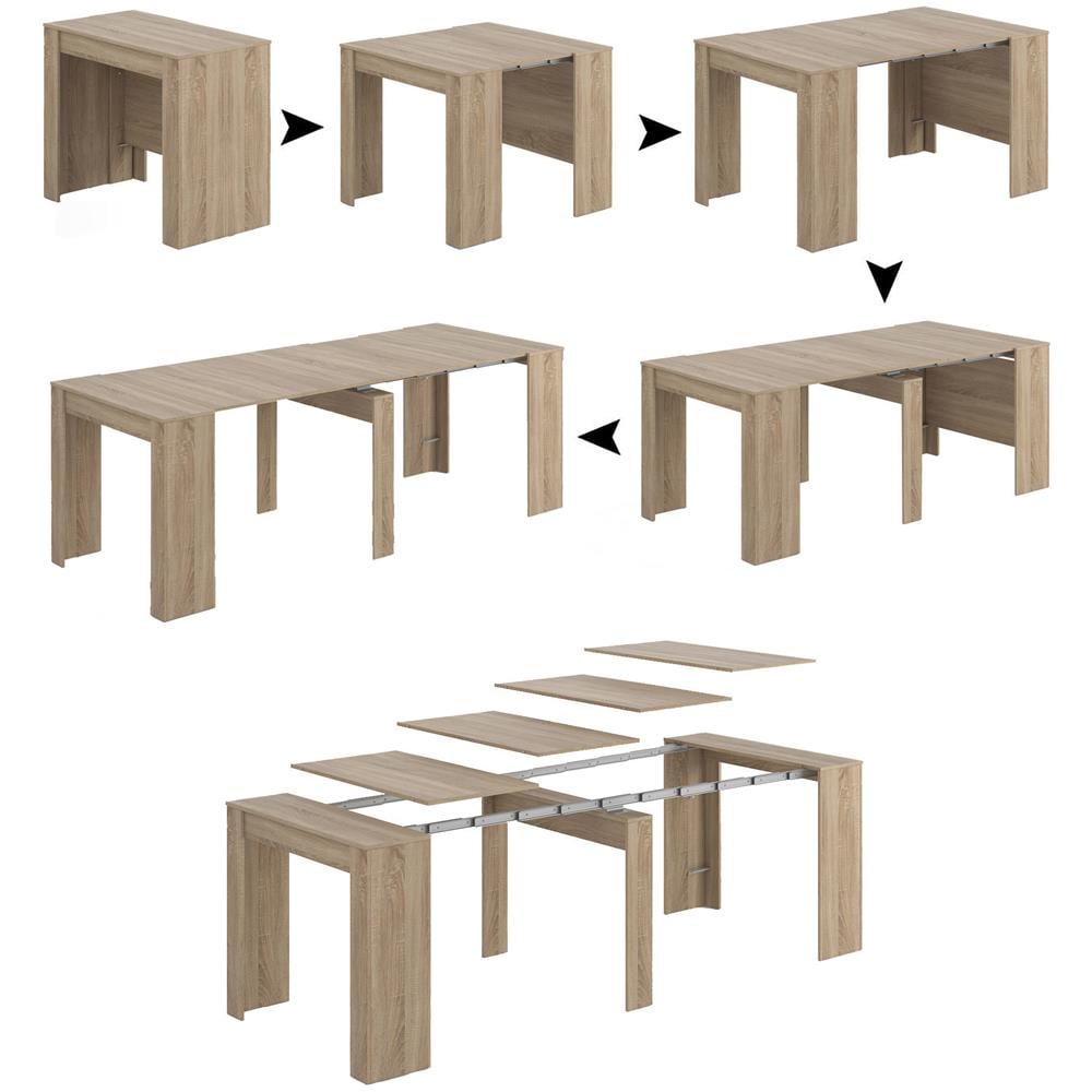 Consolle Compton, Tavolo Da Pranzo Allungabile, Tavolo Con Allunghe Multiuso Estensibile Fino A 10 Posti, 51/237x90h78 Cm, Rovere - Foto 1