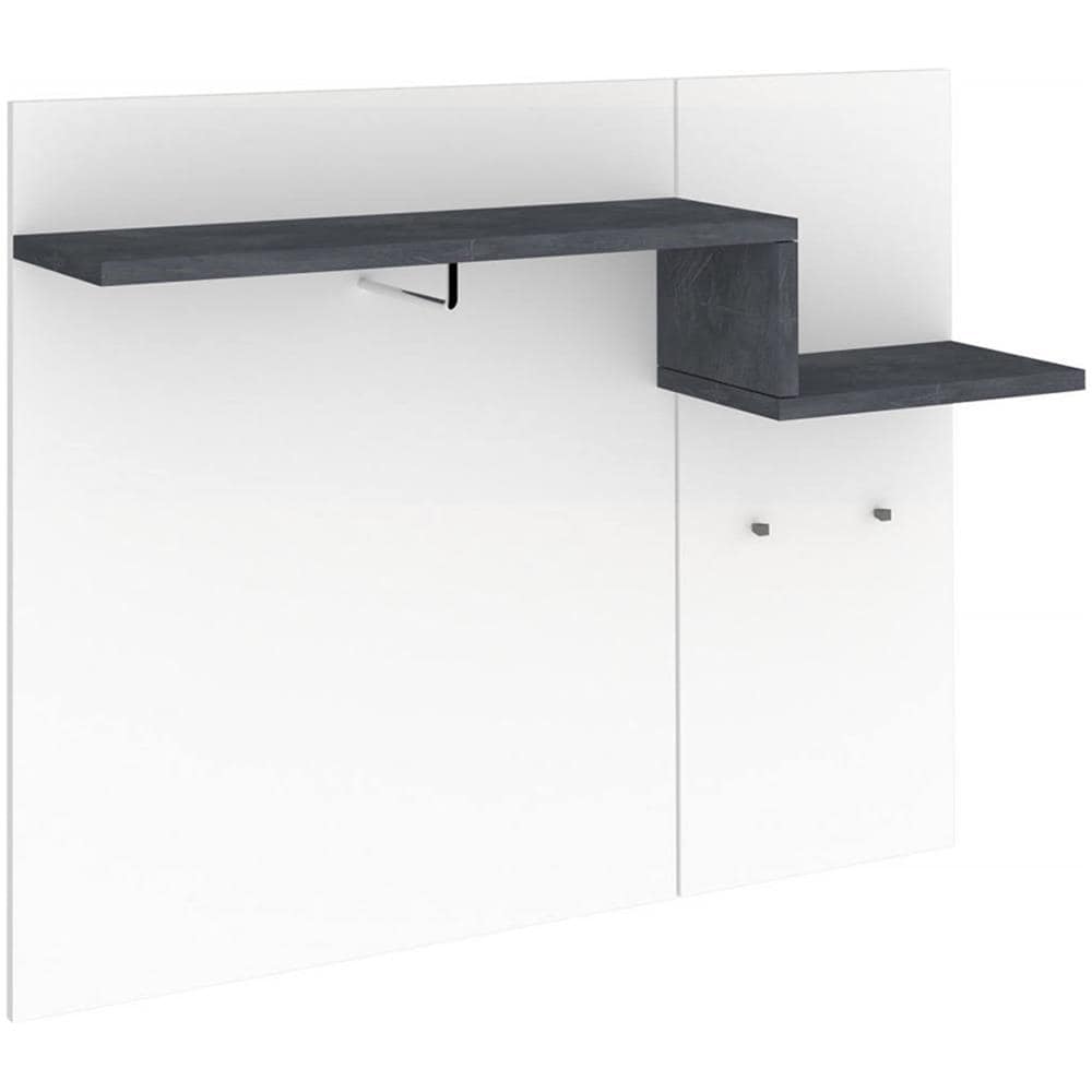 Mobile Da Ingresso Ezio, Entratina Moderna Multifunzione, Armadietto Multiuso Per Atrio, 100% Made In Italy, Cm 120x30h100, Bianco Lucido E Ardesia - Foto 2