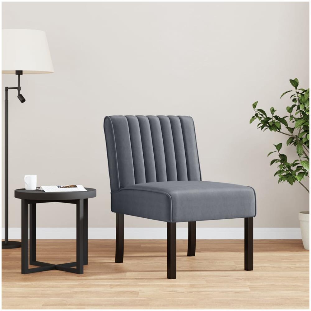 Sedia Pantofola Grigio Scuro In Velluto - Foto 1