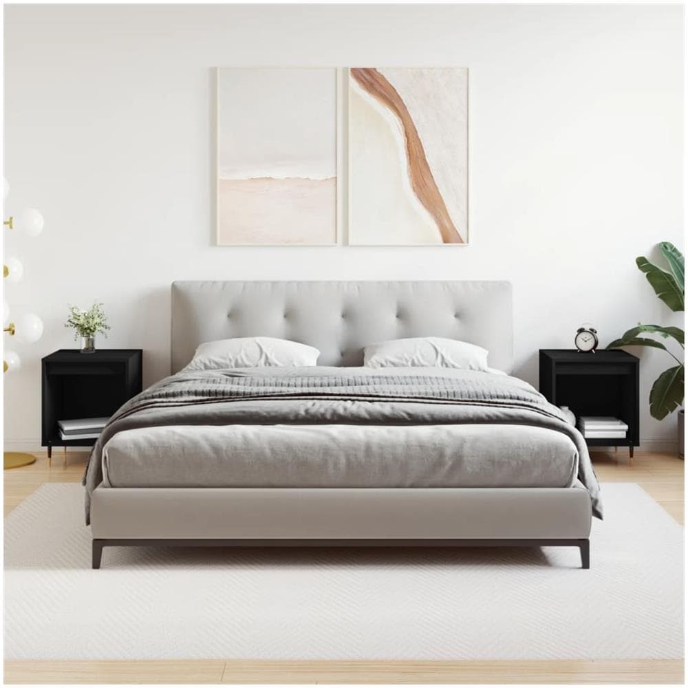 Comodini 2pz Neri 40x35x50 Cm In Legno Multistrato - Foto 1