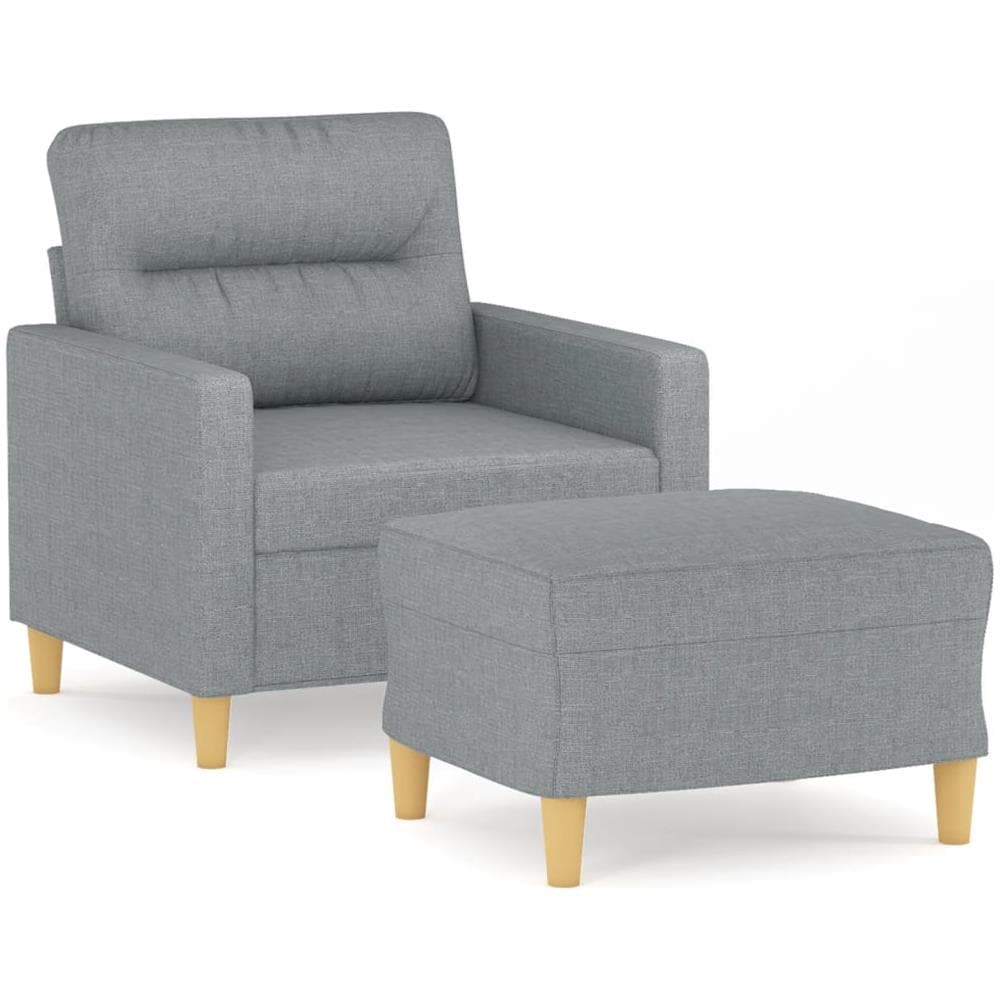 Poltrona Con Poggiapiedi Grigio Chiaro 60 Cm In Tessuto - Foto 1