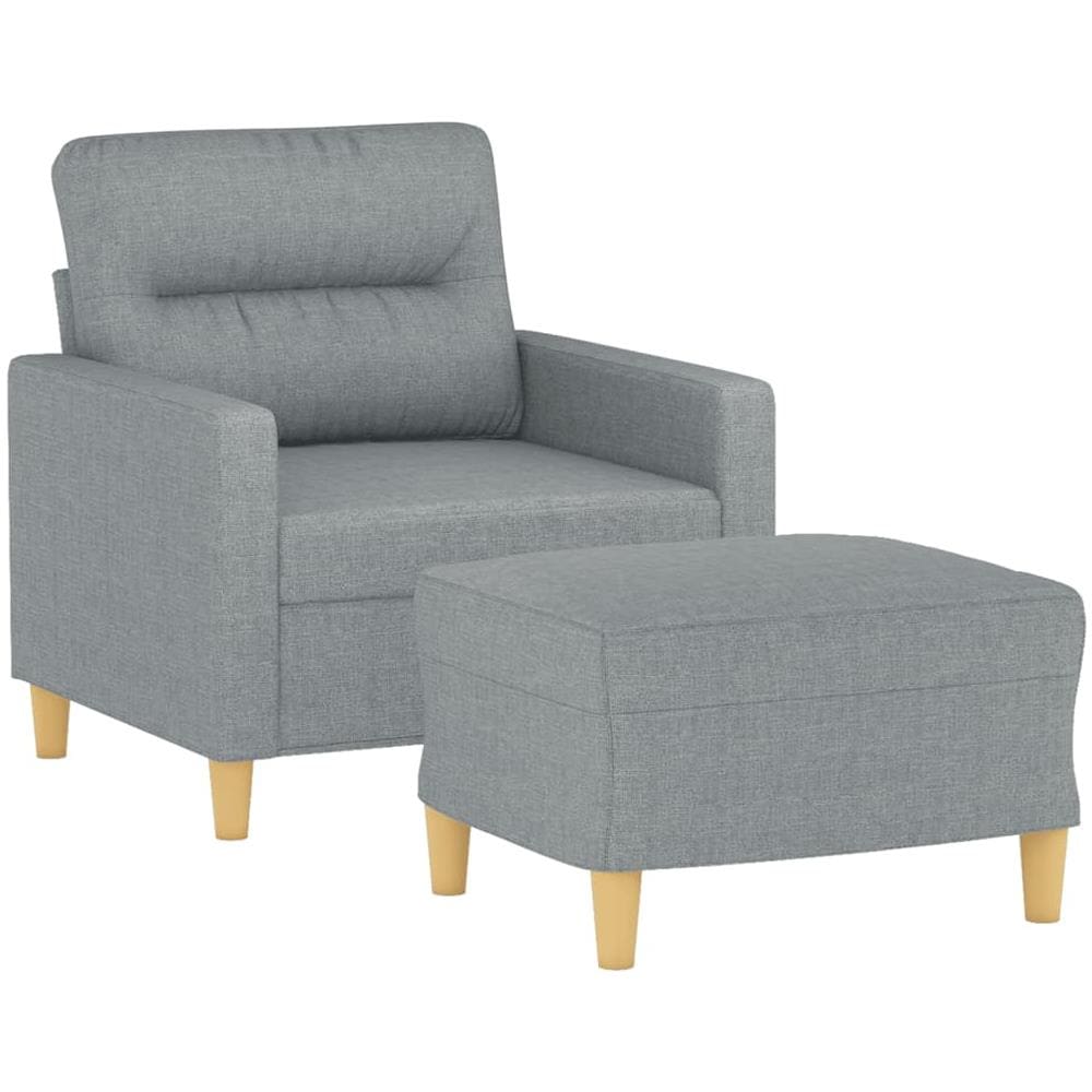 Poltrona Con Poggiapiedi Grigio Chiaro 60 Cm In Tessuto - Foto 6