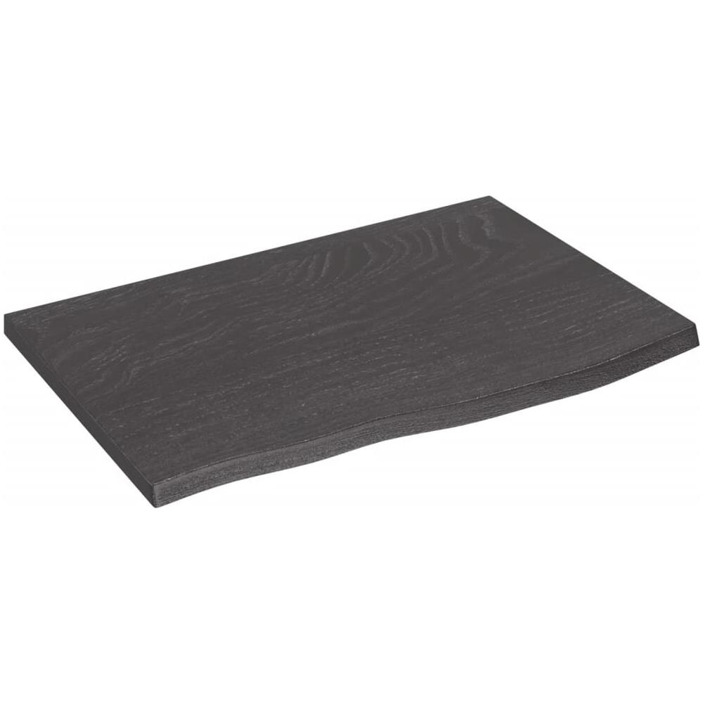 Ripiano Muro Marrone Scuro 60x40x2 cm Massello Rovere Trattato - Foto 1
