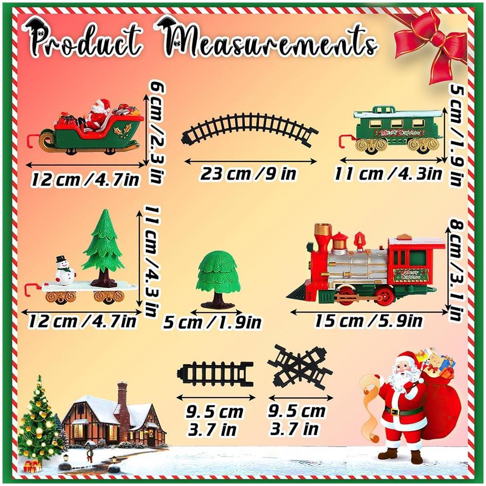 Trenino Natalizio Sotto Albero 22 Pezzi Locomotiva Luci Suoni Slitta Babbo Natale - Foto 5