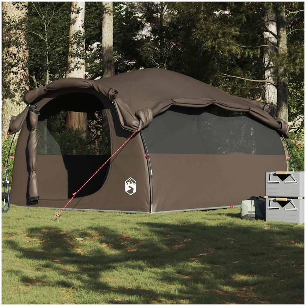 Tenda Familiare a Tunnel per 6 Persone Marrone Impermeabile - Foto 2