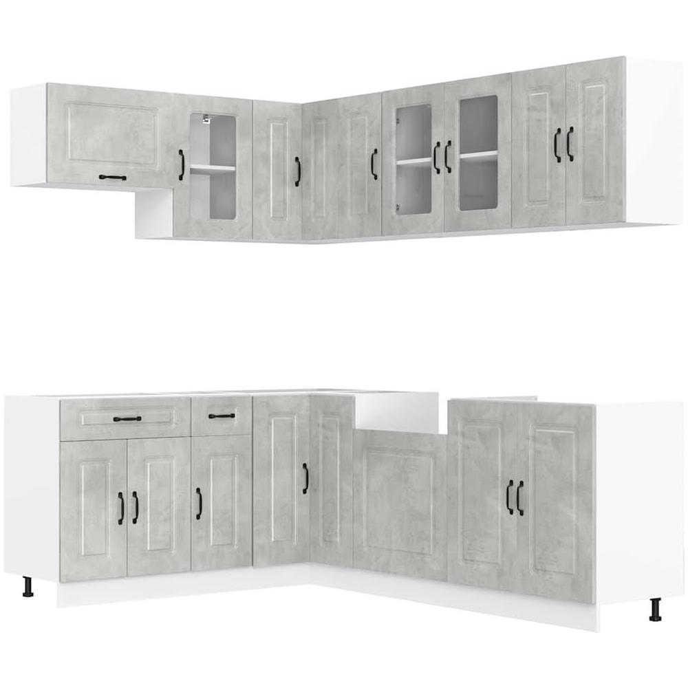 Set Mobili da Cucina 11 pz Kalmar Grigio Cemento in Truciolato - Foto 1