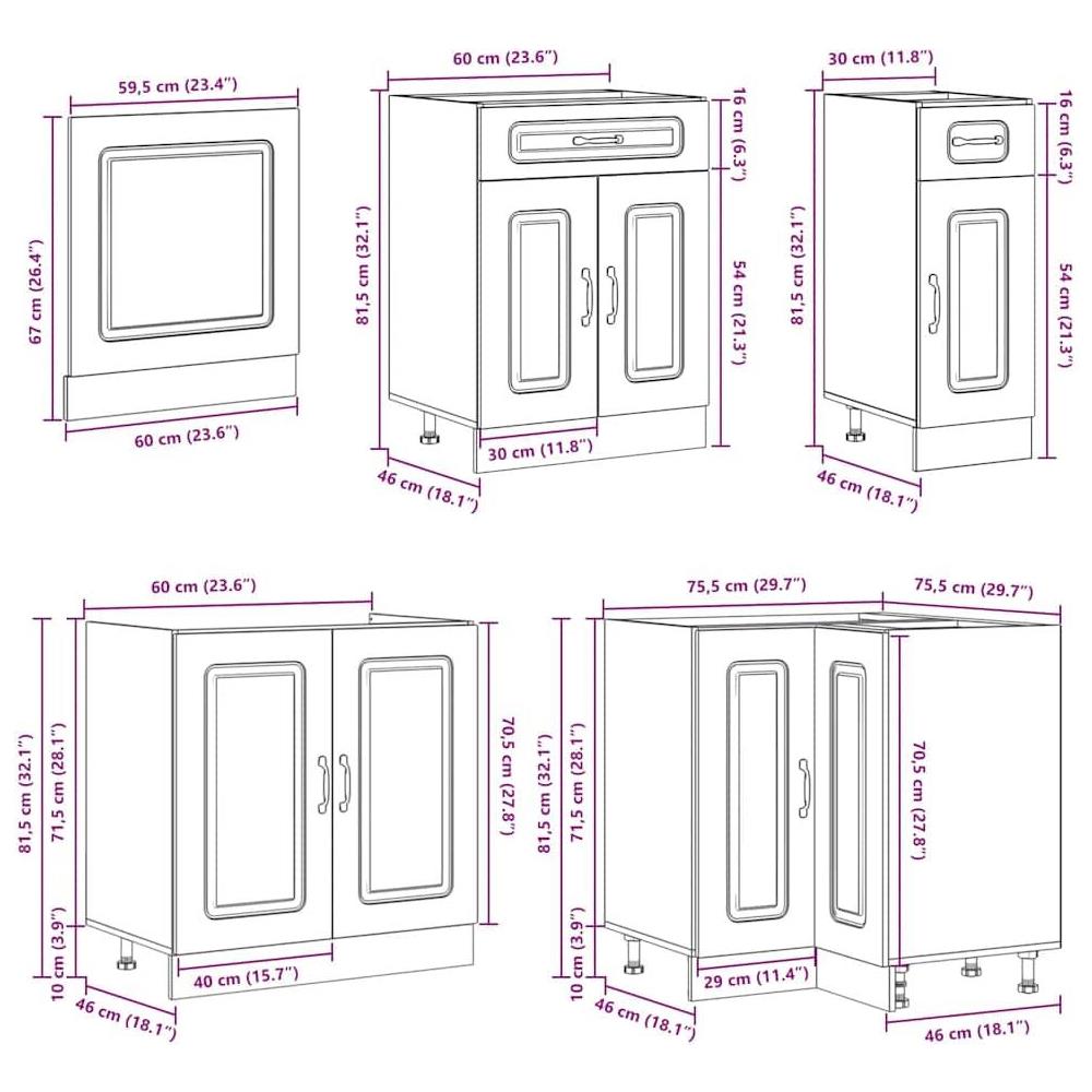 Set Mobili da Cucina 11 pz Kalmar Grigio Cemento in Truciolato - Foto 10