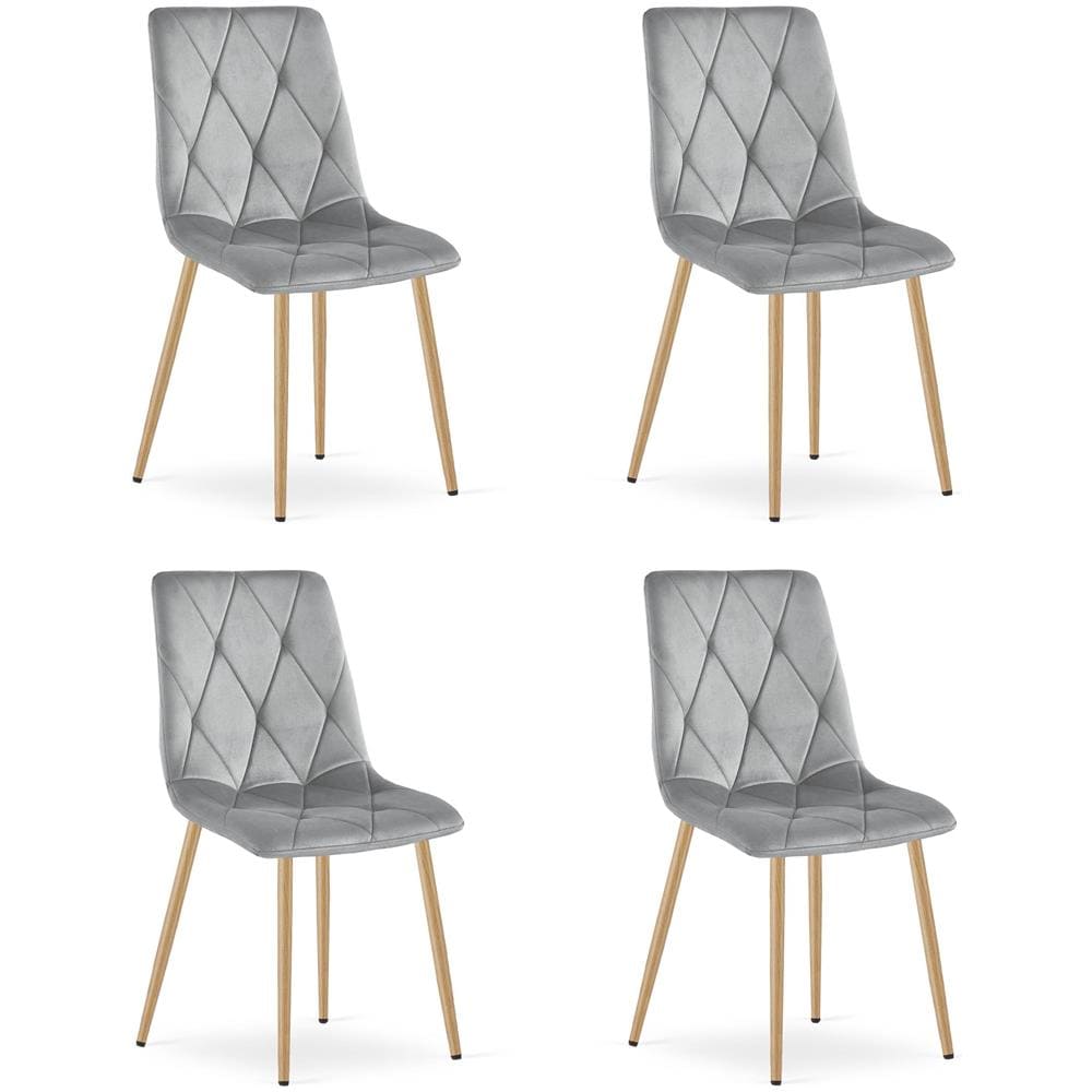 TYRA Velvet Chair - Elegante grigio chiaro per soggiorno x 4 - Foto 1