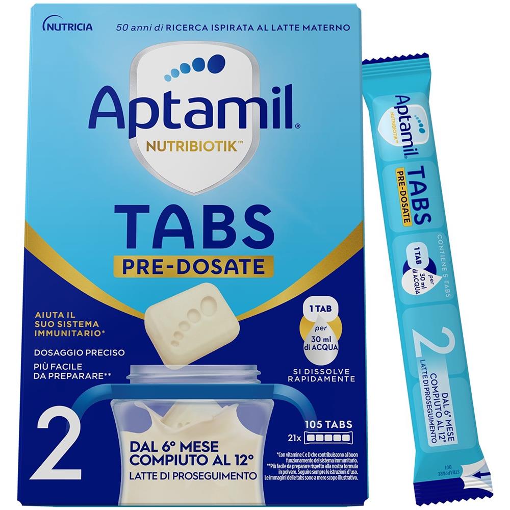 Aptamil Nutribiotik Tabs Pre-Dosate 2 Nutricia 21 Bustine - Foto 1