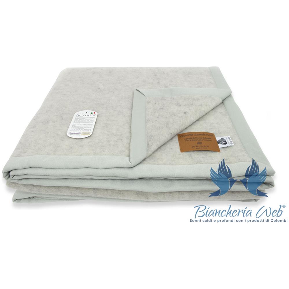Coperta Invernale Modello Lambswool In 100% Pura Lana Vergine Matrimoniale Grigio Luna - Foto 1