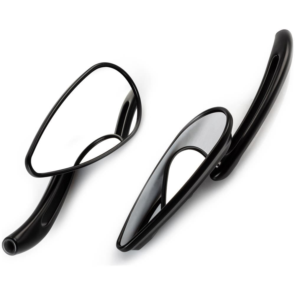 Coppia Specchietti Retrovisori Specchi Moto Custom Nero Adattatori Dx+sx - Foto 2