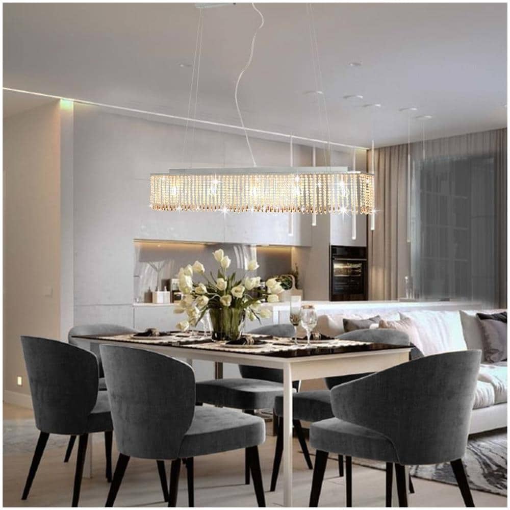 Lampadario con Perle di Cristallo Argento 104 cm E14 - Foto 1