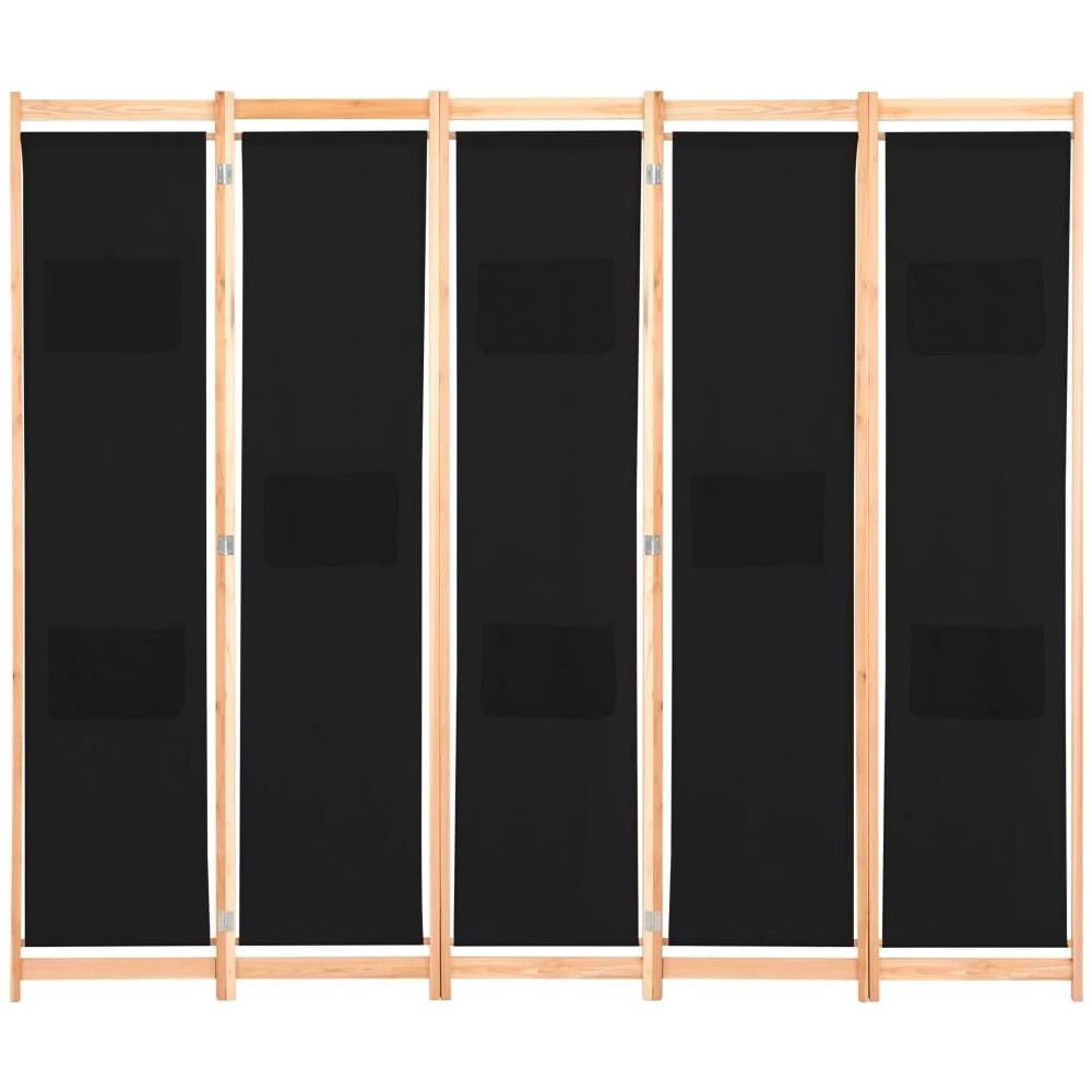 Divisorio A 5 Pannelli Nero 200x170x4 Cm In Tessuto - Foto 2