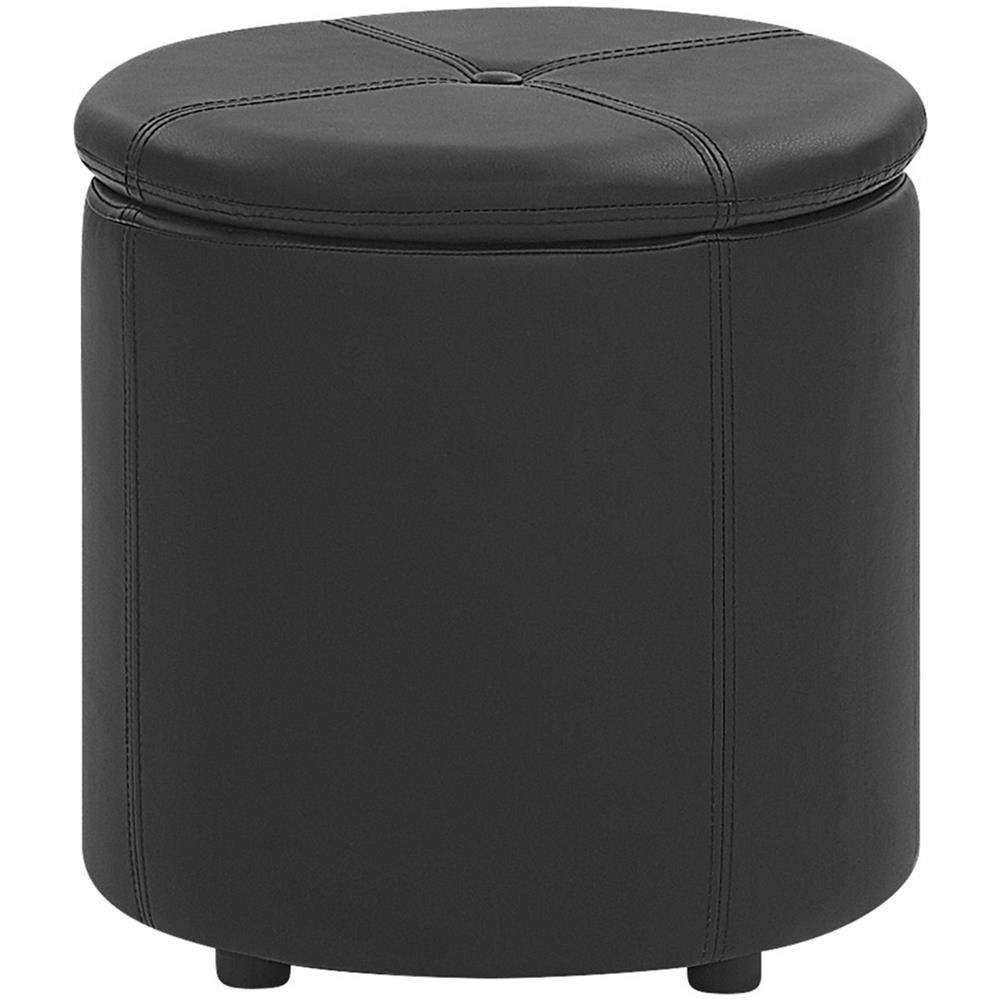 Pouf Contenitore In Ecopelle Nero 38 X 40 Cm Maryland - Foto 1