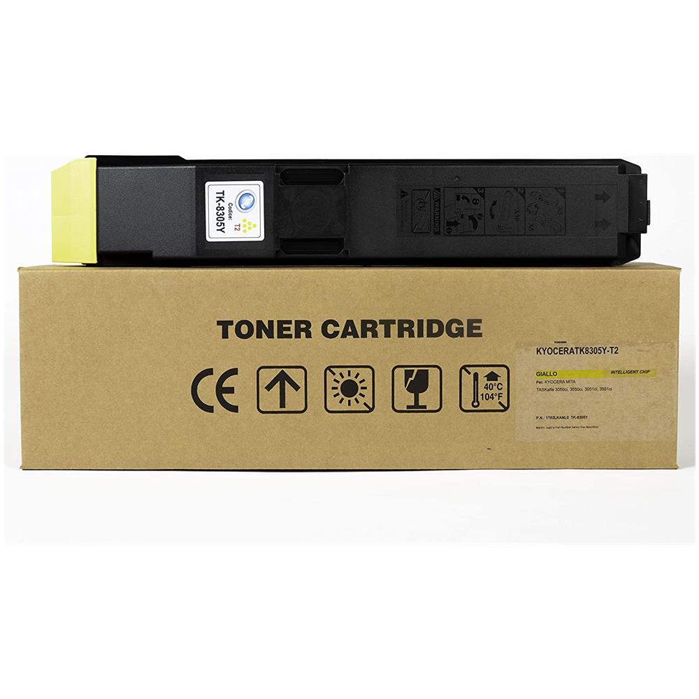TONER COMPATIBILE - Kyocera Tk-8305y Giallo 1t02lkanl0 Per Taskalfa 3050ci, Taskalfa 3550ci, Taskalfa 3051ci, Taskalfa 3551ci Fornito Di Intelligent Chip Capacità 15000 Copie Made In Italy - Foto 1