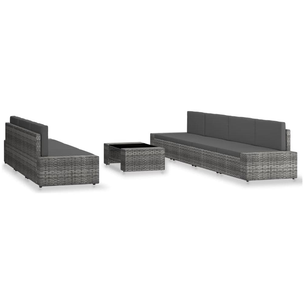 Set Divani Da Giardino 8 Pz In Polyrattan Grigio - Foto 2