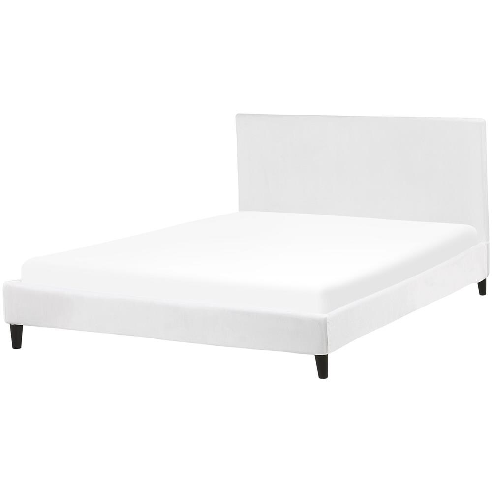 Letto Imbottito In Velluto Bianco 160 X 200 Cm Fitou - Foto 1