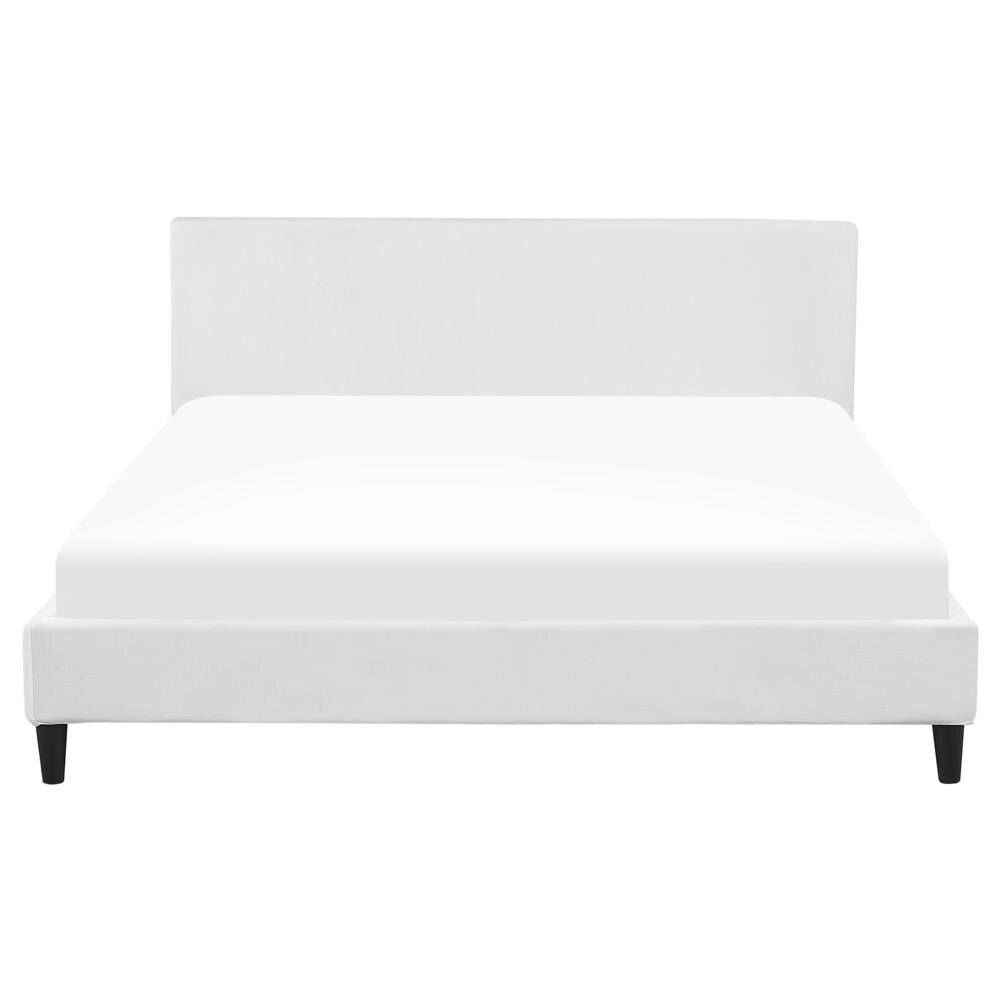 Letto Imbottito In Velluto Bianco 160 X 200 Cm Fitou - Foto 2