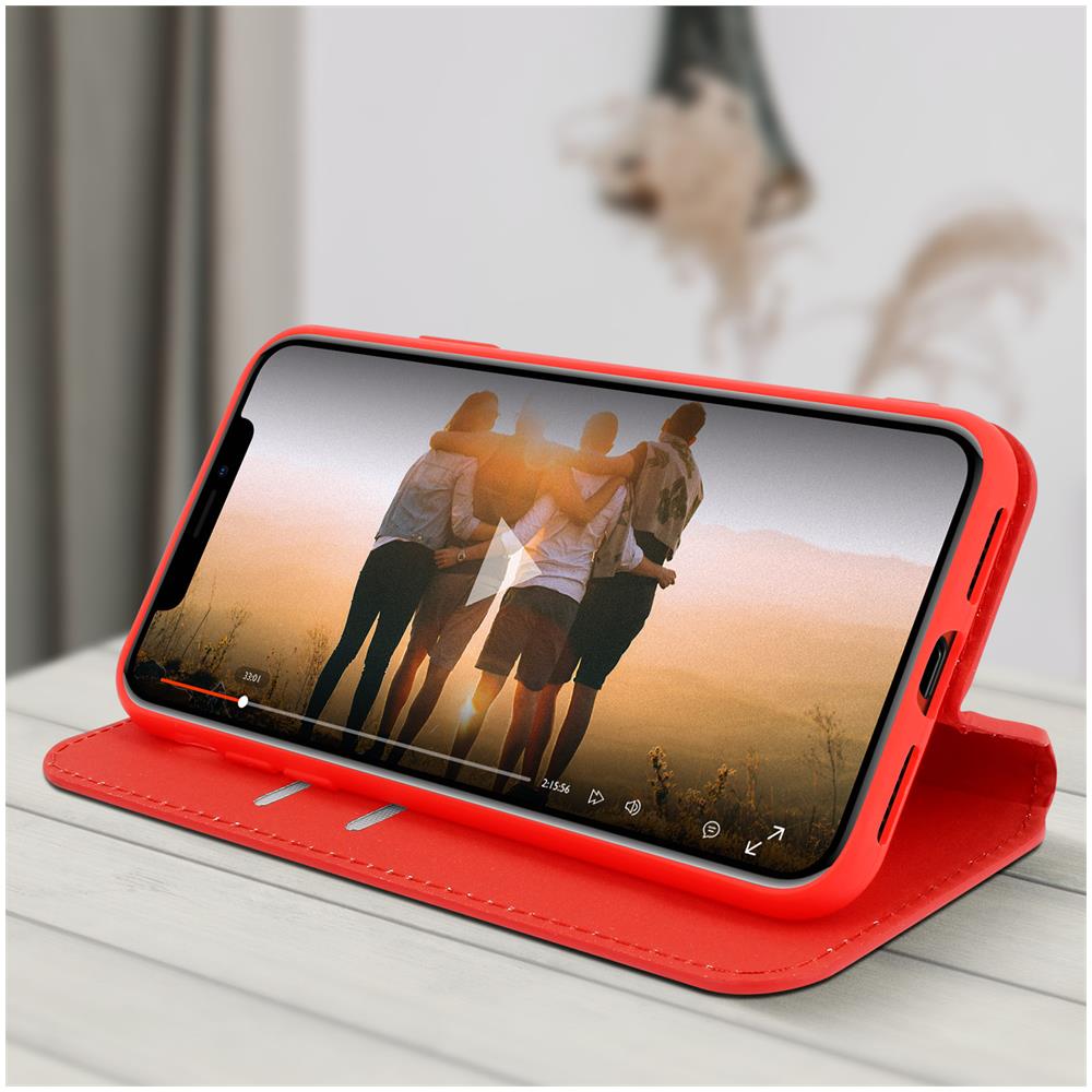 Custodia Iphone Xr Portacarte Funzione Supporto Similpelle Liscia Rosso - Foto 5