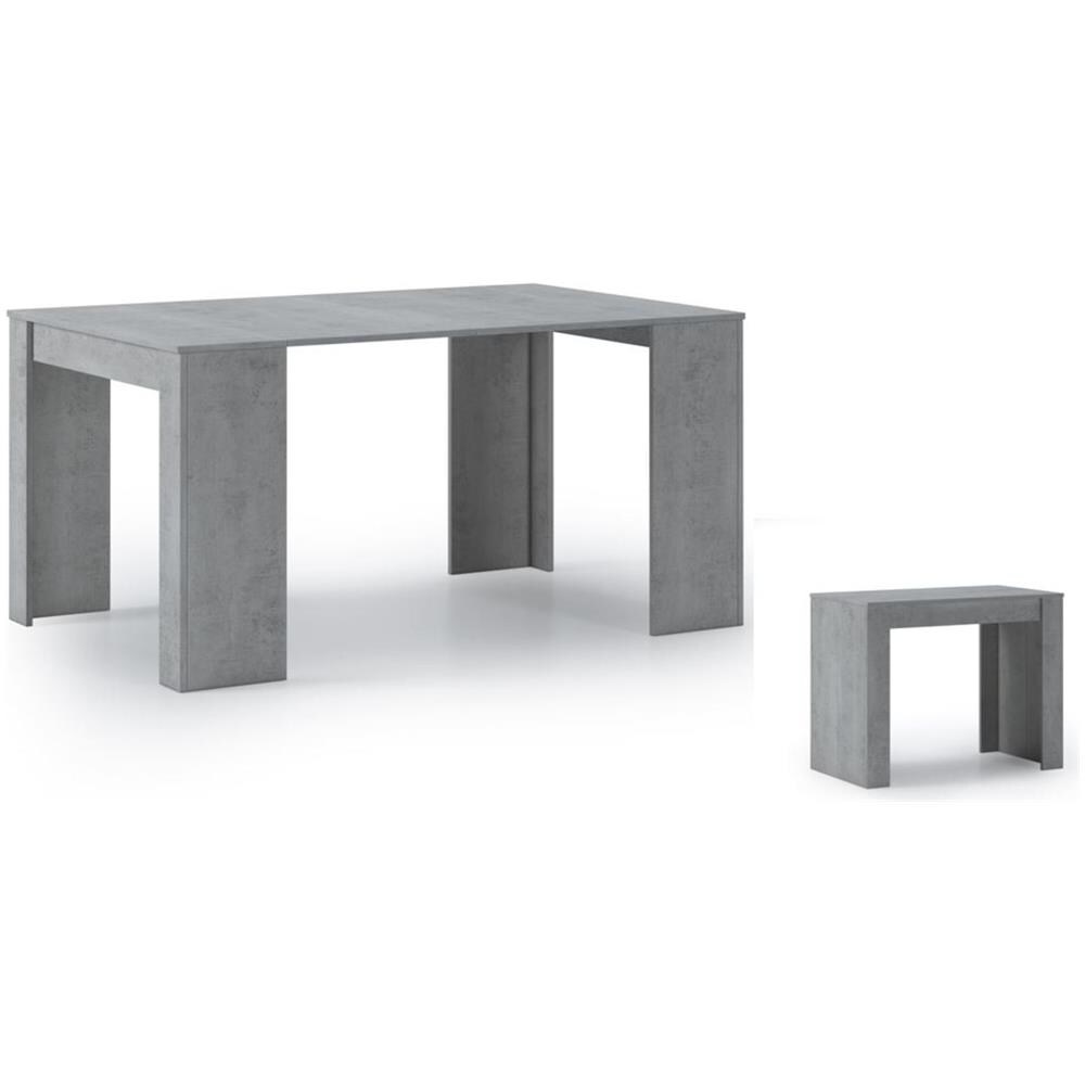 Consolle Tavolo Allungabile Fino A 140 Cm, Colore Cemento, Dimensioni Chiuso: 90x50x78 Cm. - Foto 1
