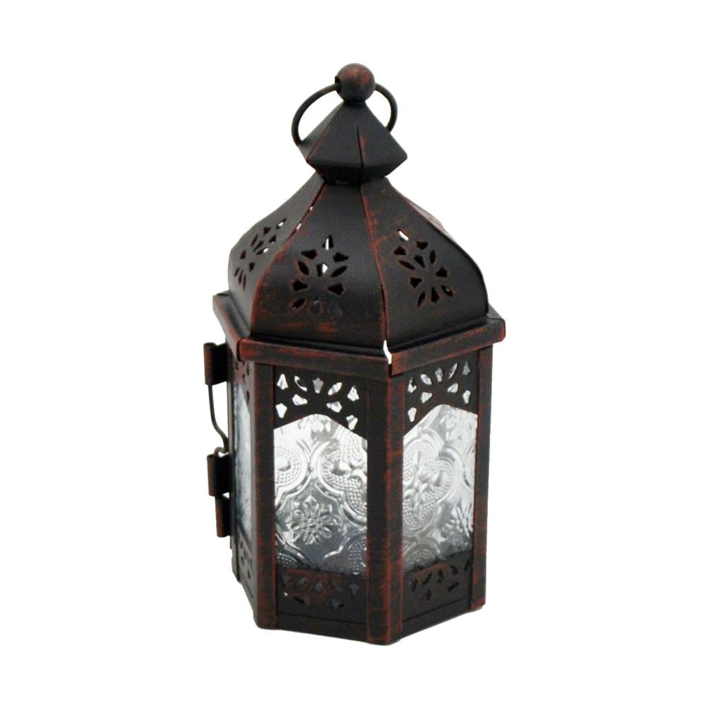 Portacandela Etnica Vetro Metallo Nera Sala Balcone 17x9x8 - Foto 2