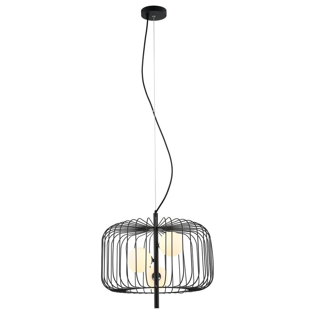 Lampada A Sospensione Moderna Nera A 3 Luci Con Paralume Nero E Bianco, G9 - Foto 2