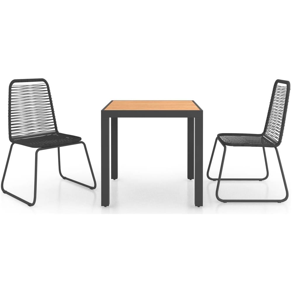 Set Da Pranzo Da Giardino 3 Pz In Rattan Pvc Nero E Marrone - Foto 1